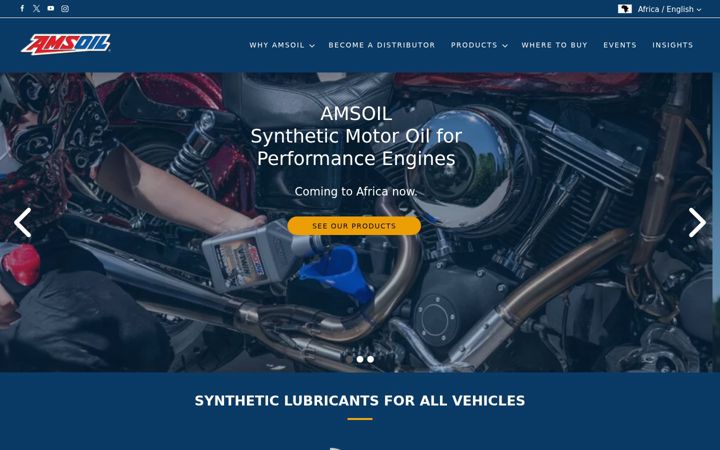 Screenshot of amsoil.africa