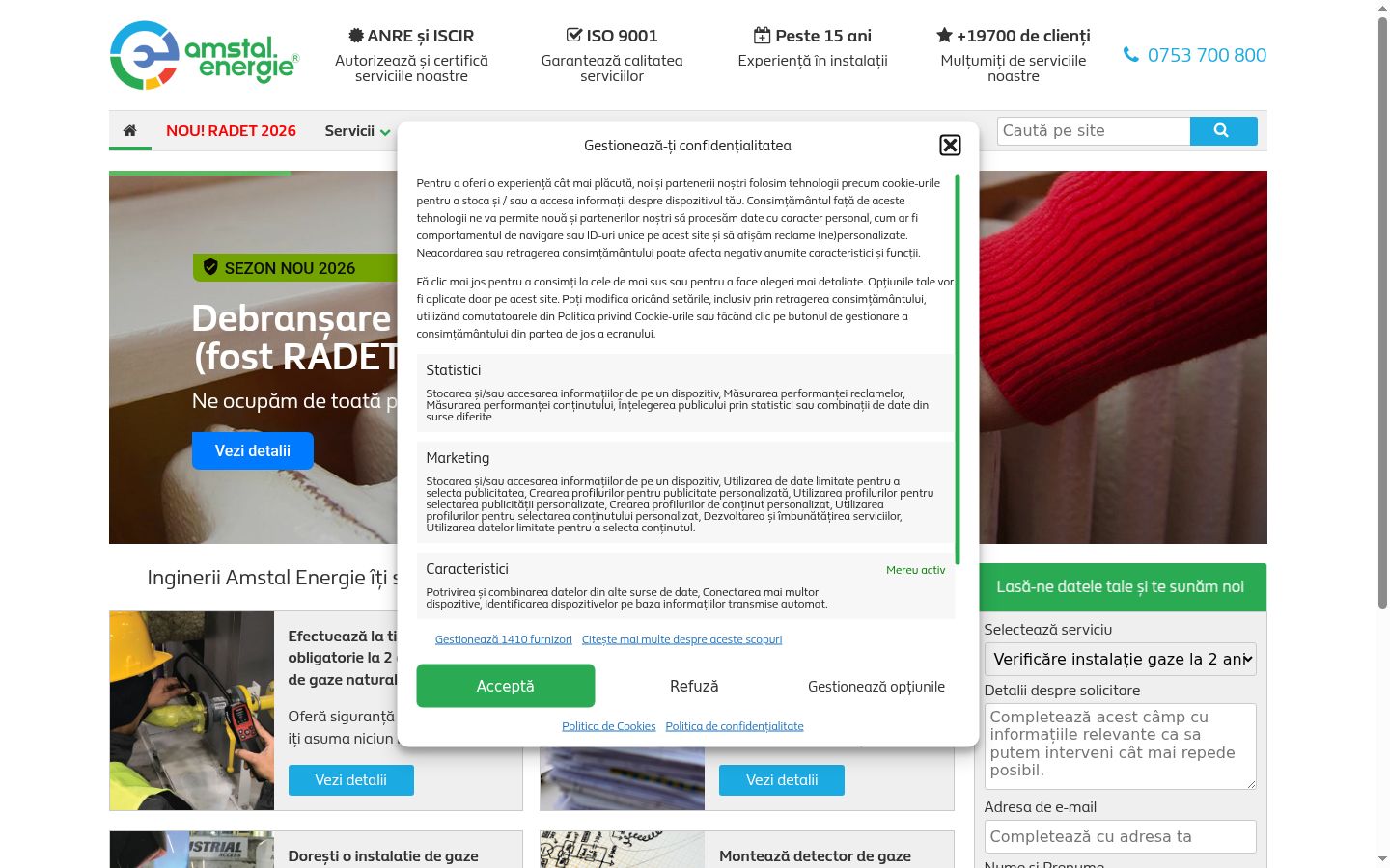 Sutikimo reklamjuostės, rodytos prieš bet kokią sąveiką, ekrano kopija