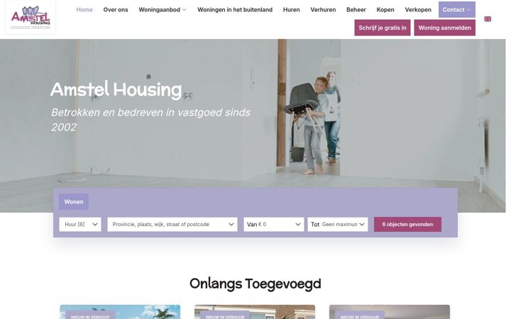 Screenshot of amstelhousing.nl