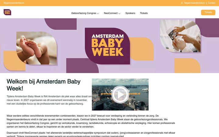 Screenshot of amsterdambabyweek.nl
