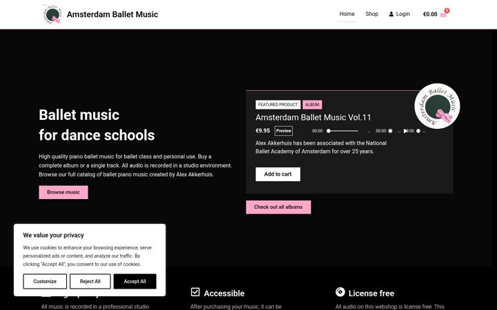 Zrzut ekranu amsterdamballetmusic.nl