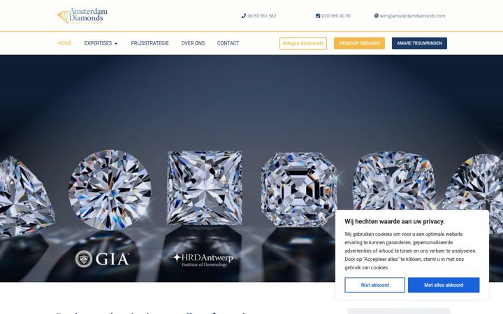 Screenshot of amsterdamdiamonds.com