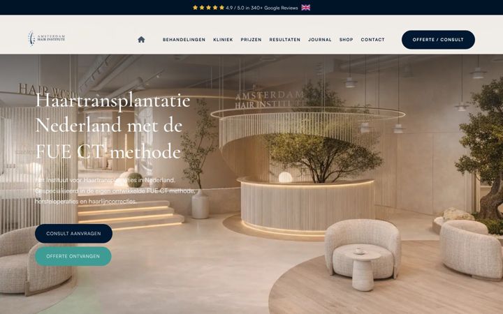 Screenshot of amsterdamhairinstitute.com