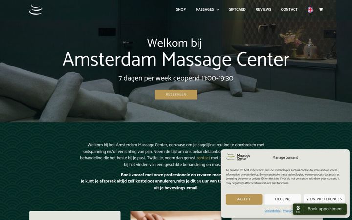 Captură de ecran a amsterdammassagecenter.nl