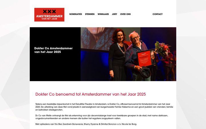 Captură de ecran a amsterdammervanhetjaar.nl
