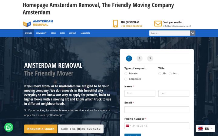 Captură de ecran a amsterdamremoval.nl