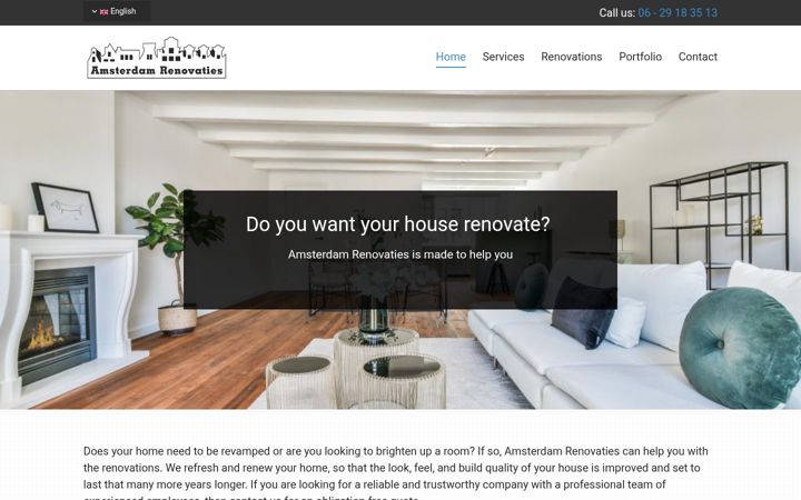 Screenshot of amsterdamrenovaties.nl