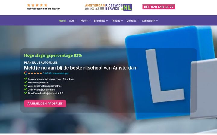 Captură de ecran a amsterdamrijbewijsservice.nl