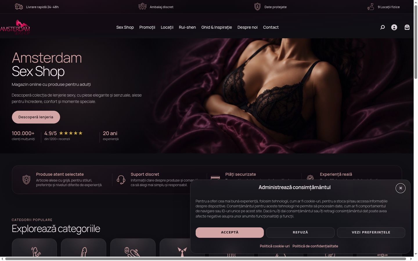 Ekrānuzņēmums ar piekrišanas baneri, kas tika rādīts pirms jebkādas mijiedarbības