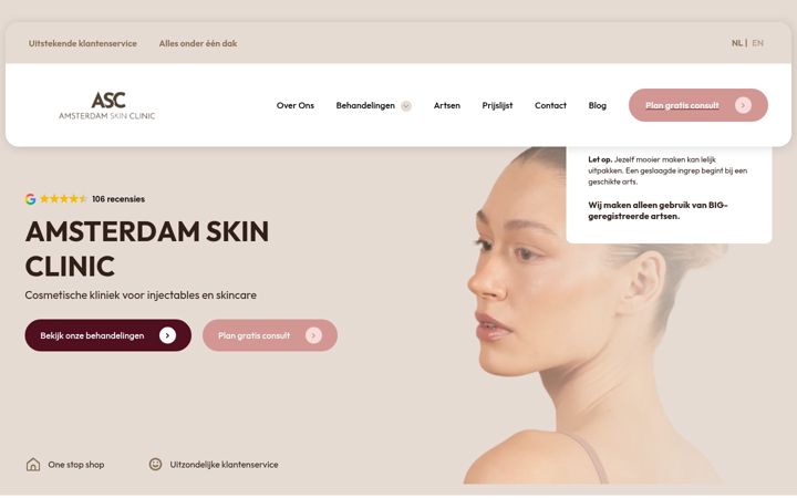 Screenshot του amsterdamskinclinic.nl