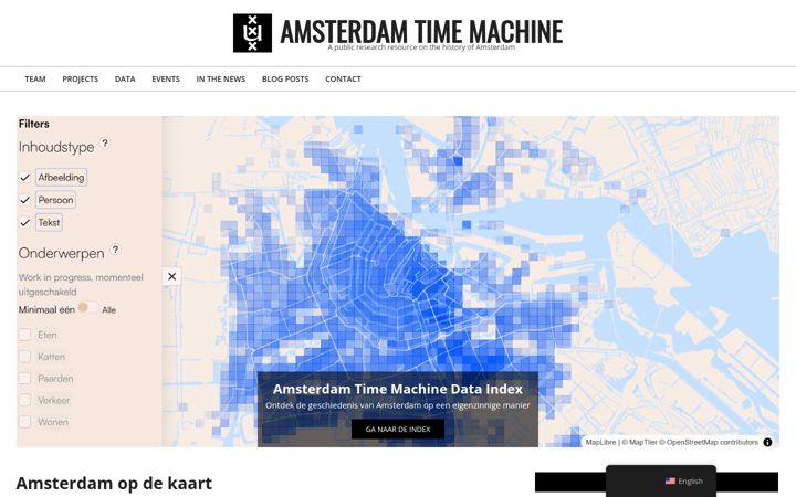 Screenshot του amsterdamtimemachine.nl