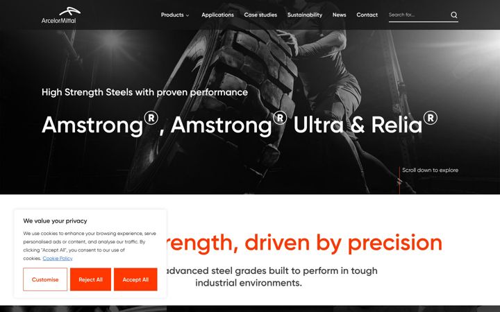 Screenshot of amstrong.arcelormittal.com