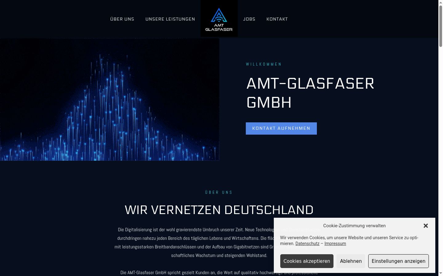 Screenshot des Einwilligungsbanners vor jeglicher Interaktion