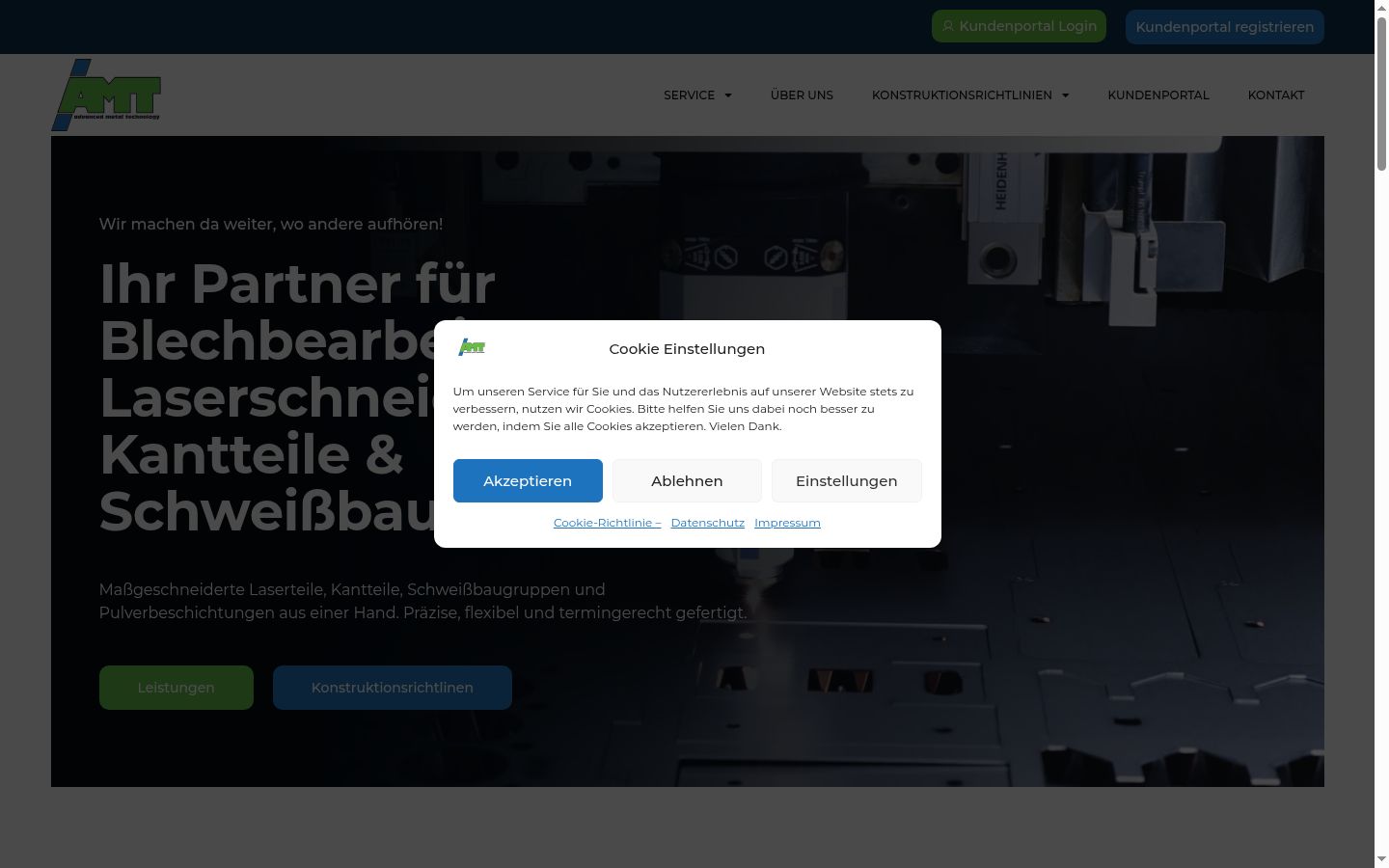 Screenshot des Einwilligungsbanners vor jeglicher Interaktion