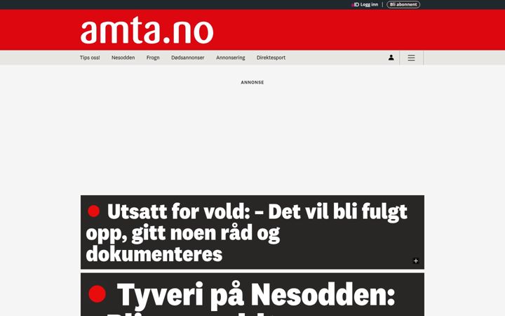 Screenshot of amta.no