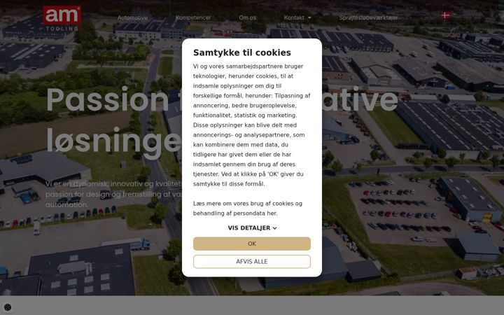 Screenshot stránky amtooling.dk