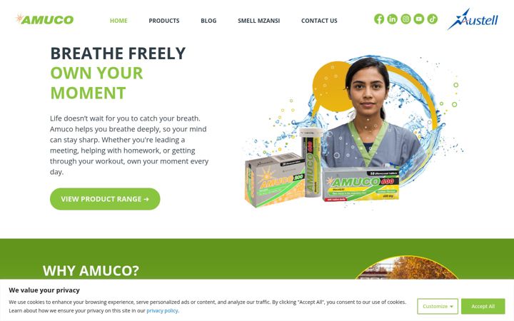 Screenshot of amuco.co.za