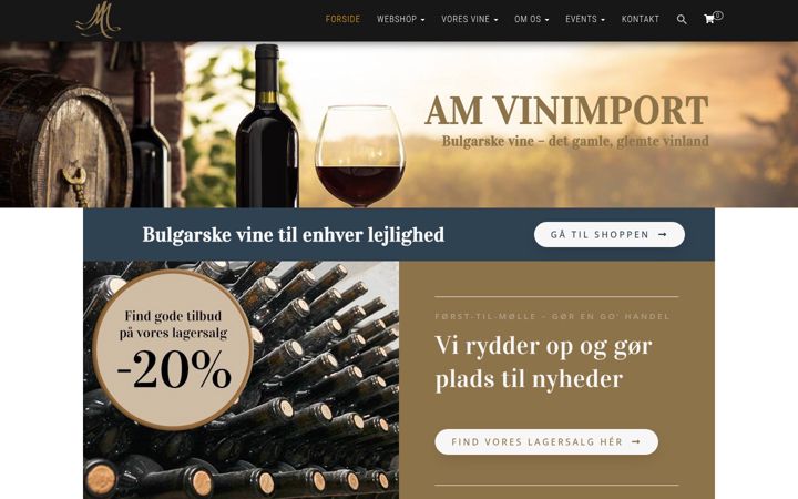 Screenshot stránky amvinimport.dk