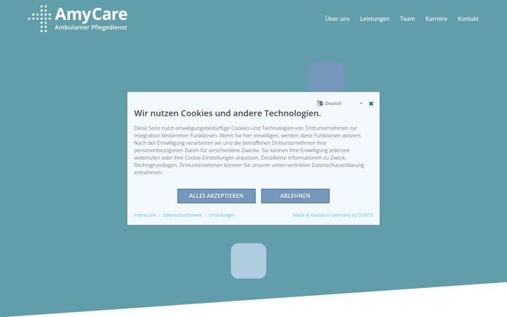 Screenshot of amycare-pflege.de