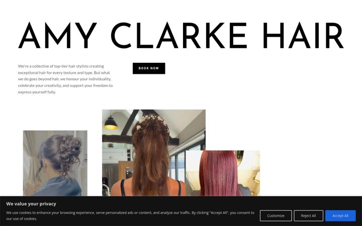 Screenshot of amyclarkehair.co.uk