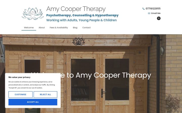 Ekrānuzņēmums no amycoopertherapy.co.uk