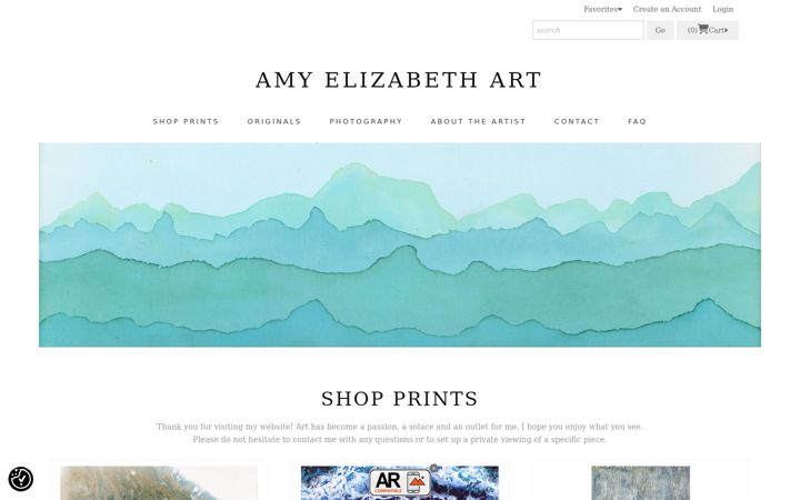 Screenshot of amyelizabethart.com