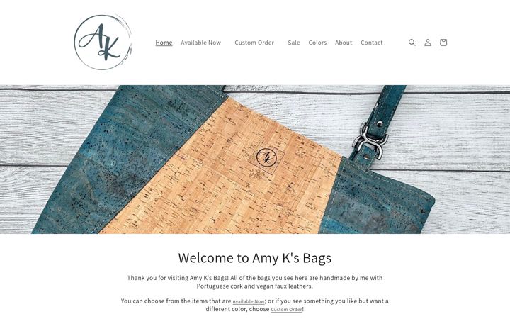 Screenshot of amyksbags.com