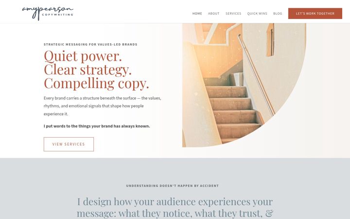 Screenshot of amypearsoncopywriting.com