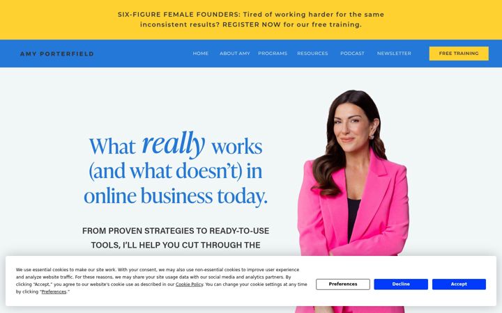 Screenshot of amyporterfield.com