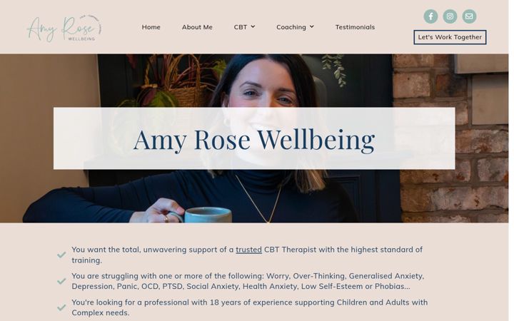 Screenshot of amyrosewellbeing.com