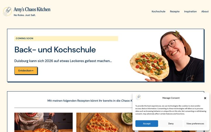Screenshot of amyschaoskitchen.com