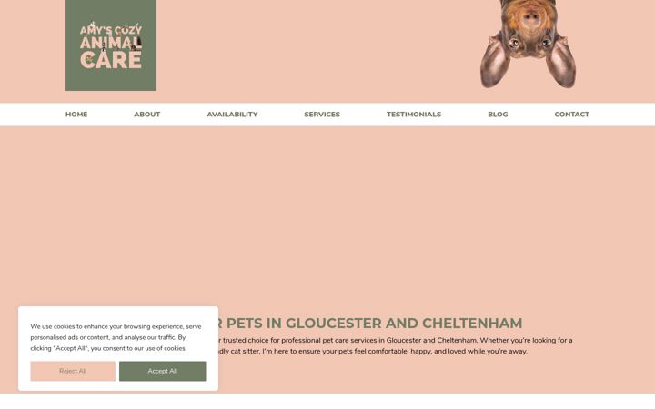 Screenshot of amyscozyanimalcare.com