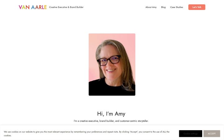 Screenshot of amyvanaarle.com