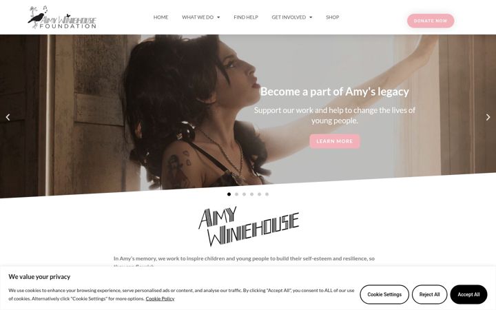 Captura de pantalla de amywinehousefoundation.org