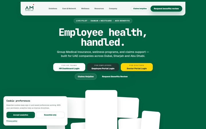 Screenshot of amzocare.com