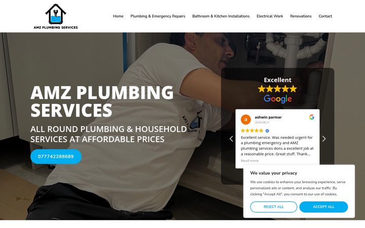 Ekrānuzņēmums no amzplumbingservices.co.uk