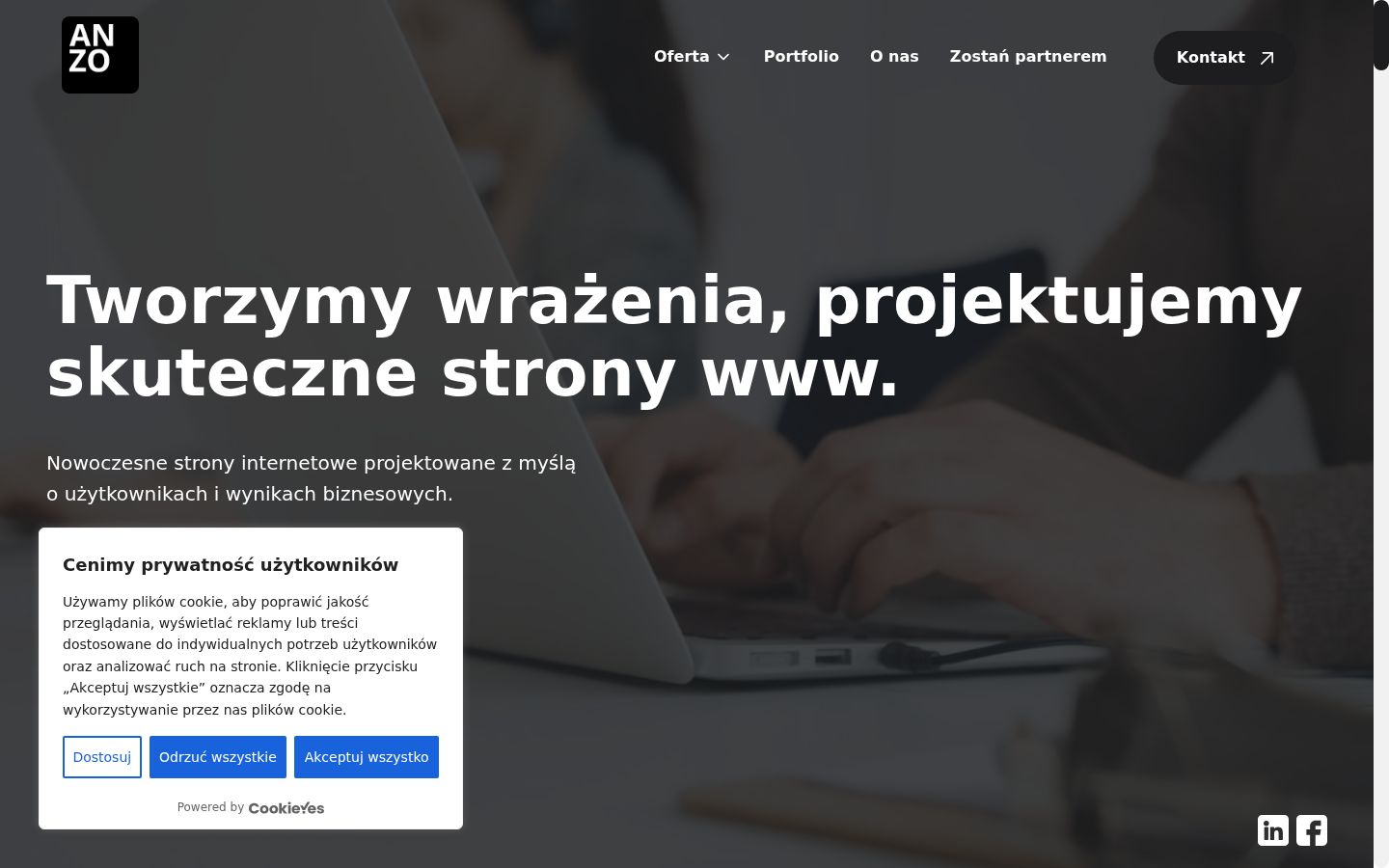 Zrzut ekranu banera zgody wyświetlanego przed jakąkolwiek interakcją