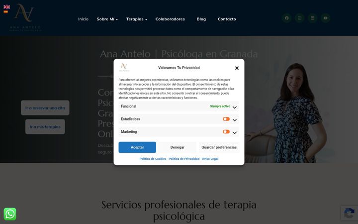 Screenshot of anaantelopsicologa.com