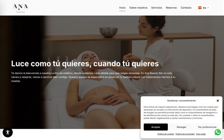 Screenshot of anabeautybar.com