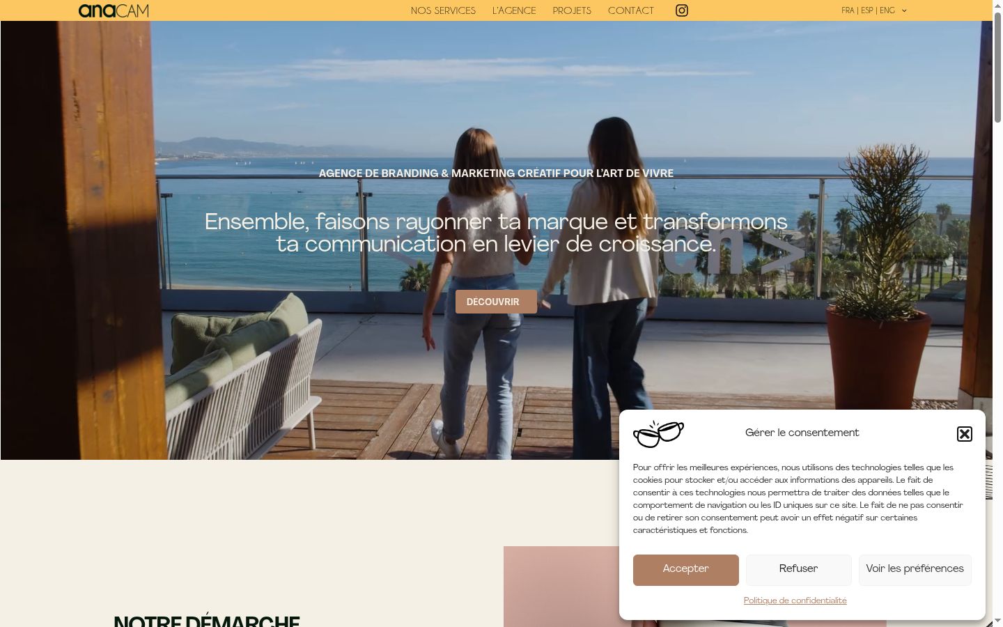 Screenshot del banner di consenso mostrato prima di qualsiasi interazione