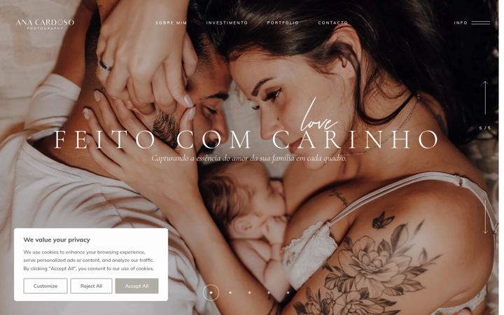Screenshot of anacardosophotography.com