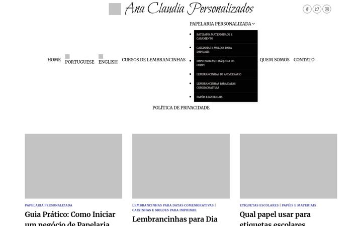 Screenshot of anaclaudiapersonalizados.com.br