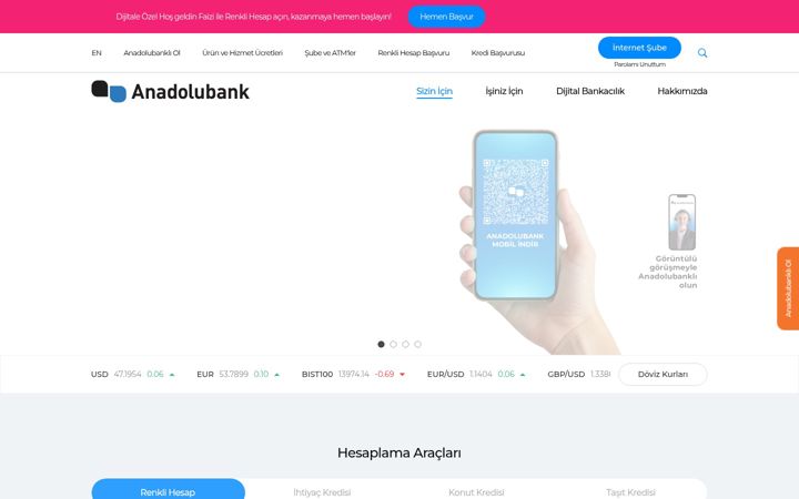 Screenshot of anadolubank.com.tr