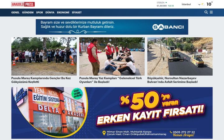 Screenshot of anadolupress.com