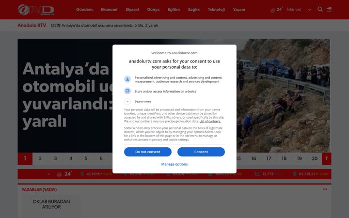 Screenshot of anadolurtv.com