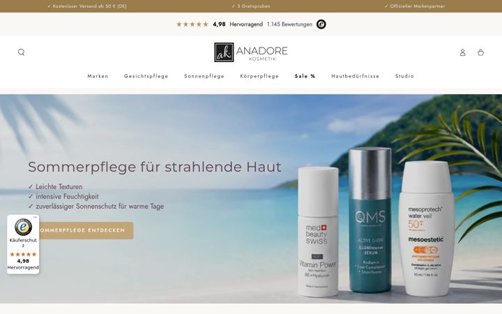Screenshot of anadore-kosmetik.de