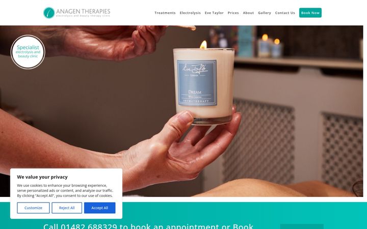 Screenshot of anagentherapies.co.uk