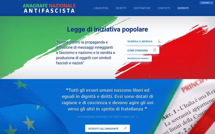 Екранна снимка на anagrafeantifascista.it