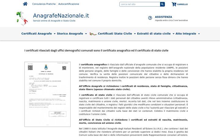 Екранна снимка на anagrafenazionale.it