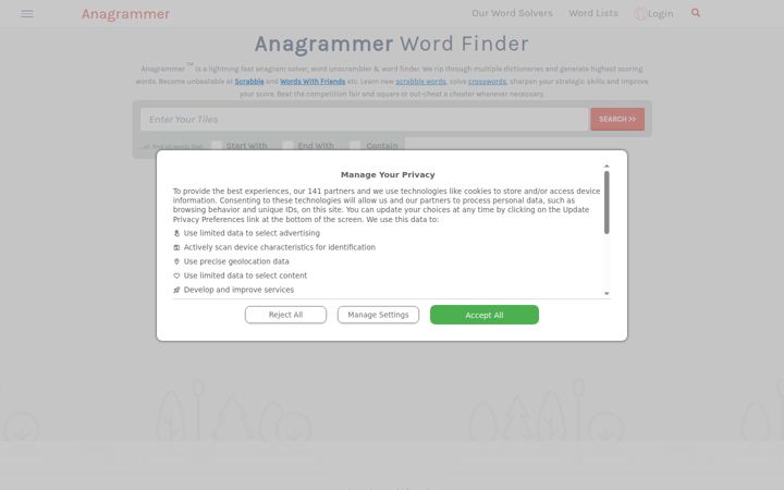 Screenshot of anagrammer.com